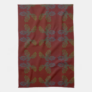 Keuken Handdoek Holly Allover Print rode achtergro