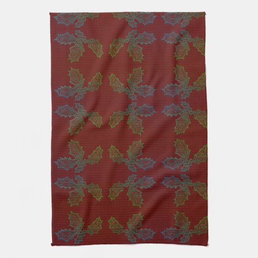 Keuken Handdoek Holly Allover Print rode achtergro (Verticaal)