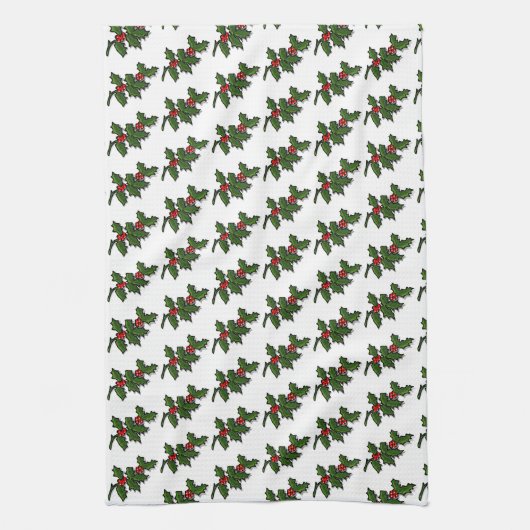Keuken Handdoek - Holly Leaves and Berries (Verticaal)