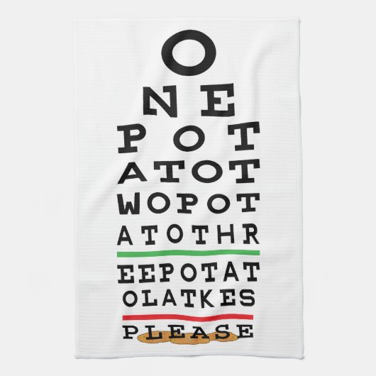 Keuken Handdoek Personaliseren Latkes Eye Chart (Verticaal)