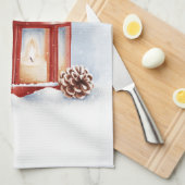 Keuken Handdoeken rode lantaarn met een gloeiende (Quarter Fold)