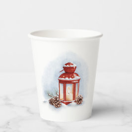 Keuken Handdoeken rode lantaarn met een gloeiende  Papieren Bekers