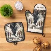 Keuken Heks Pensioen Mama Oma Vrouw Custom Ovenwant & Pannenlap Set (Top down)