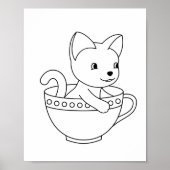 Keuken in een beker - Kat in een Teacup Colour Pag Poster (Voorkant)
