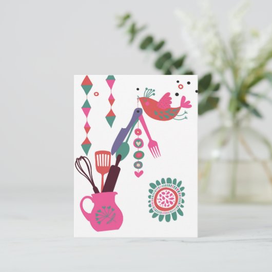 keuken in het land - silverware op bloem . briefkaart (Staand voorkant)