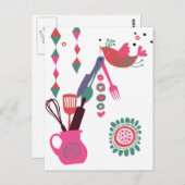 keuken in het land - silverware op bloem . briefkaart (Voorkant / Achterkant)