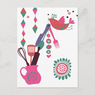keuken in het land - silverware op bloem . briefkaart