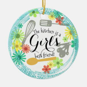 Keuken is de beste kerstversiering voor meisjes keramisch ornament