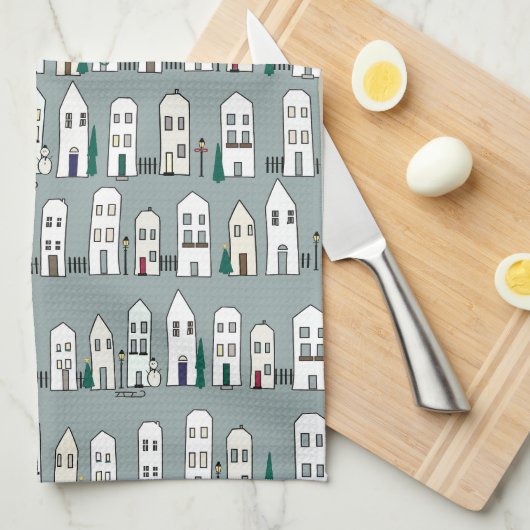 Keuken Kerst Dorp Theedoek (Quarter Fold)