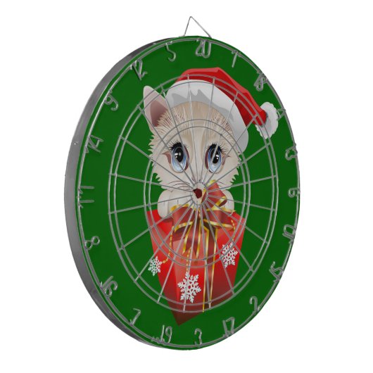 Keuken kerstkerstkerstman met cadeau dartbord (Voorkant Links)