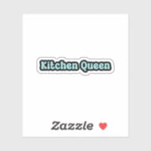 Keuken Koningin Blauw Retro Tekst Sticker (Vel)