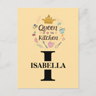 Keuken Koningin Naam Monogram Ontwerp Feestdagenkaart
