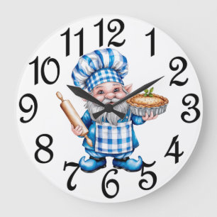 Keuken kookgnome acryl wandklok grote klok