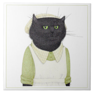 KEUKEN MAID CAT 6" Vierkante keramische Tegel Tegeltje