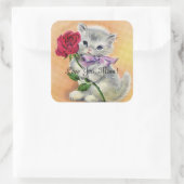  keuken met Roos Vierkante Sticker (Tas)