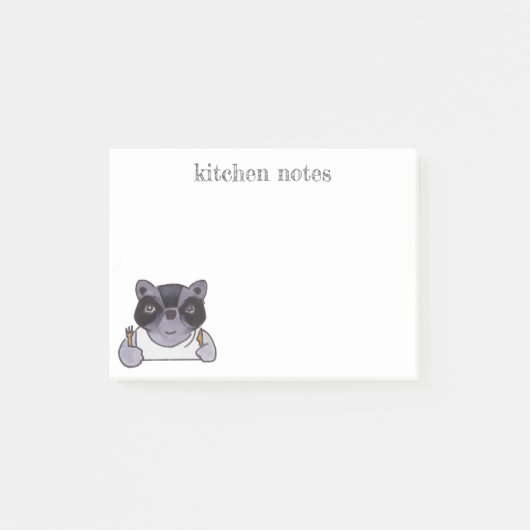 Keuken Notities Schattigee Cartoon Wasbeer Post-it® Notes (Voorkant)