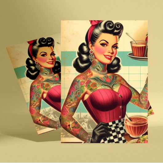 Keuken Restaurant Pin-up Briefkaart