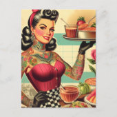 Keuken Restaurant Pin-up Briefkaart (Voorkant)