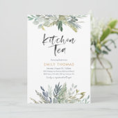 Keuken Tea Party Uitnodiging | groen blad (Staand voorkant)