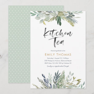 Keuken Tea Party Uitnodiging groen blad