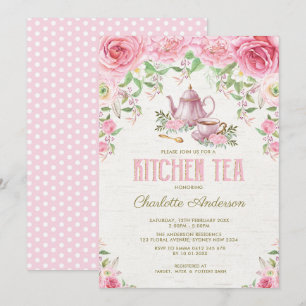 Keuken Thee Roze Bloemen Rozen Douche Kaart