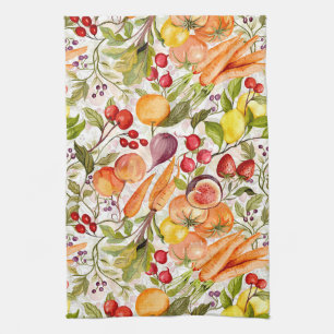 Keuken Tuin Oogst Waterverf Fruit & Groente Theedoek