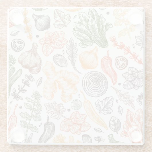 Keuken Tuin Plantaardig Patroon Glazen Onderzetter (Achterkant)