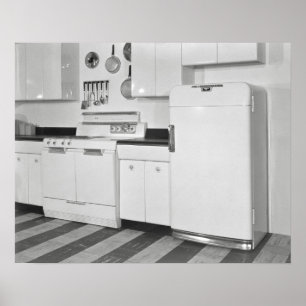 Keuken uit het midden van de 20e eeuw, 1951. Oude Poster