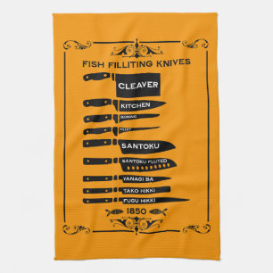 Keuken Vis Fileting Knife Grafiek Theedoek