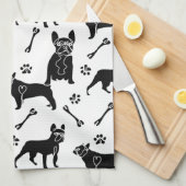 Keuken voor zwarte en witte bulldogs theedoek (Quarter Fold)