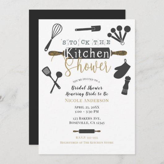 Keuken Voorraad Bruidsfeest Modern Minimaal Kaart (Voorkant / Achterkant)