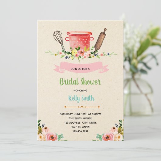 Keuken vrijgezellenfeest feestuitnodiging kaart (Staand voorkant)