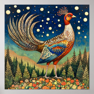 Keuken Wanddecoratie Pheasant Cottagecore Print