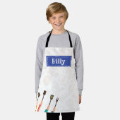 Keukenblauw Schort (Gedragen)