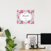 Keukenbord met donuts-macro's en cupcakes poster (Thuiskantoor)