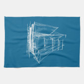 Keukendoek Schip voor de blauwe zeilboot Theedoek (Horizontaal)