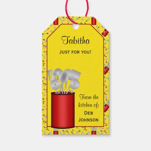 Keukengereedschap, GEEL-HANG LABEL/SJABLOON LABEL Cadeaulabel (Voorkant)