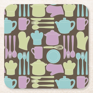 Keukengereedschap Patroon 2 Vierkante Kartonnen Onderzetter