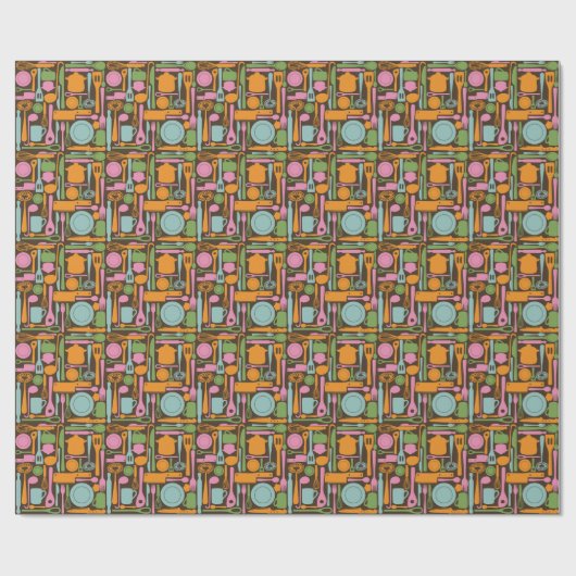 Keukengereedschap Patroon 3 Cadeaupapier (Vlak)