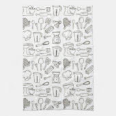 Keukengereedschappen Zwart en Wit Doodle Pattern Theedoek (Verticaal)