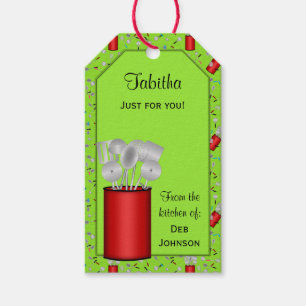 Keukengerei, groen-HANG LABEL/SJABLOON van het LAB Cadeaulabel