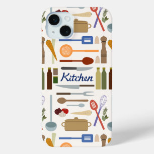 Keukengerei Illustratie + Type Patroonkleur iPhone 15 Mini Hoesje