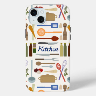 Keukengerei Illustratie + Type Patroonkleur iPhone 15 Mini Hoesje