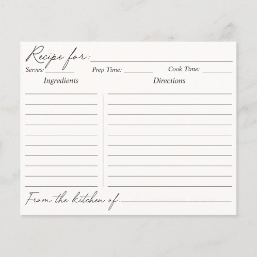 Keukengerei Voedsel Waterverf Recept Kaart (Voorkant)