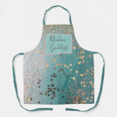 Keukengodin Gold stert op Blauwgroen Schort (Voorkant)