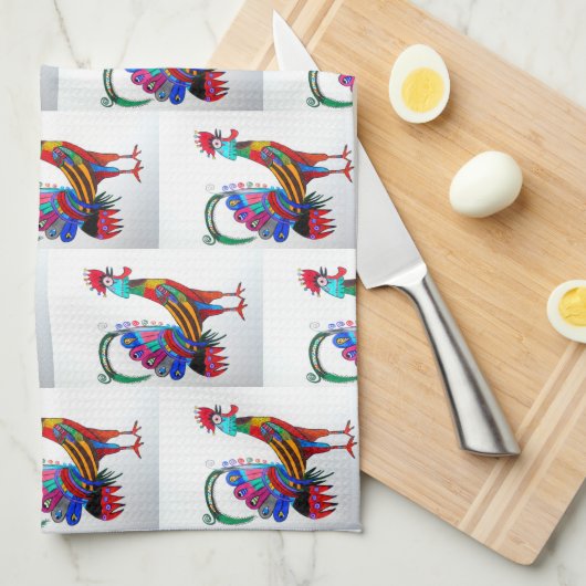 Keukenhanddoek - 019 Rooster (Quarter Fold)