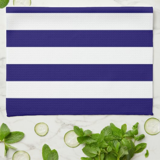 Keukenhanddoek/blauw en witte strepen theedoek (Gevouwen)