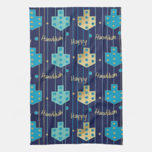 Keukenhanddoek "Blauw/Gouden Driehoeken"