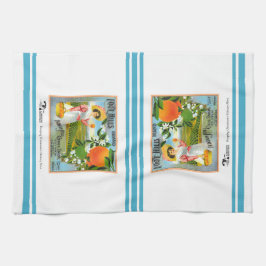 Keukenhanddoek - Etiket van de krattenkratten van 