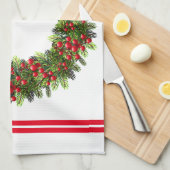 Keukenhanddoek-kerstBerry Wreath Theedoek (Quarter Fold)